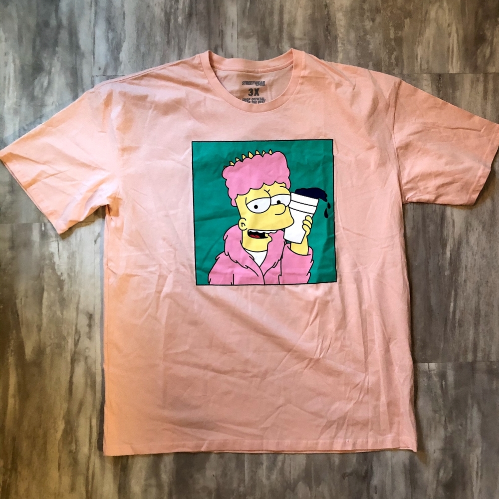 Bart Simpson in‎ pink fur with coffee or hot cocoa. StreetWear Society...